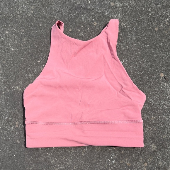 Lululemon Sports Energy Bra Top, High-neck Longline, Dusty Rose, Size 4. - Picture 2 of 4